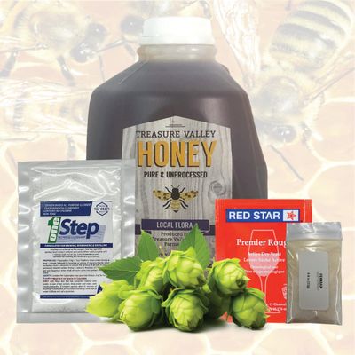 HomeBrewStuff Basic 1 Gallon Nano-Meadery Hopped Honey Mead Recipe Refill Kit