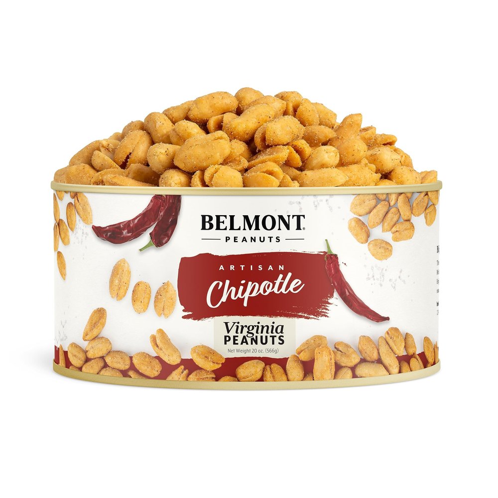 Belmont Peanuts Gourmet Chipotle & Sea Salt Virginia Peanuts, 20 oz (1 Pack)  Simple Ingredients, No Preservatives, 7g Protein  A Spicy, Salty, Crunchy, Hand Seasoned Snack