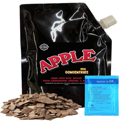 HomeBrewStuff - One Gallon Hard Oaked Apple Cider Recipe Refill Kit - 100% Apple Juice Concentrate - Oak Chips - At Home Cider Making Kit - Comes With all The Ingredients You Need To Make Your Refill Cider