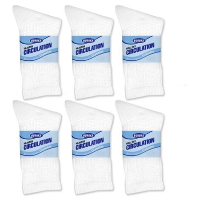 6 Pairs Diabetic Crew Circulatory Socks Health Support Mens Loose Fit Sz 9-11 !