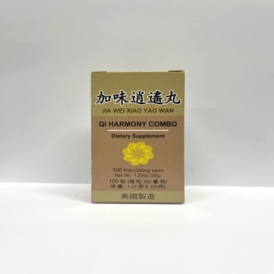 Qi Harmony Combo - Jia Wei Xiao Yao Wan Herbal Supplement Helps for Irritability, Fatigue, Abnormal Sweating 350mg 100 Pills Made in USA