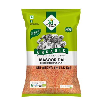 24 Mantra Organic Masoor Dal - 4 lbs, (Pack of 1)