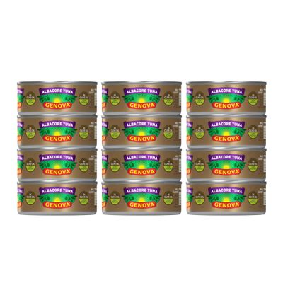 Genova Premium Albacore Tuna in Olive Oil, 5 Ounce Cans (Pack of 12), Low Sodium, Wild Caught Canned Tuna, Solid White