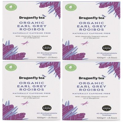 (4 Pack) - Dragonfly Tea - Earl Grey Rooibos Tea | 40 Bag | 4 Pack Bundle