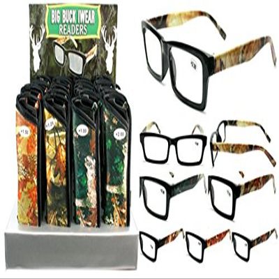 ToolUSA 24 Pair Woodland Camouflage Reading Glasses | Matching Protective Cases | Variety of Strengths & Designs | Fashionable & Functional