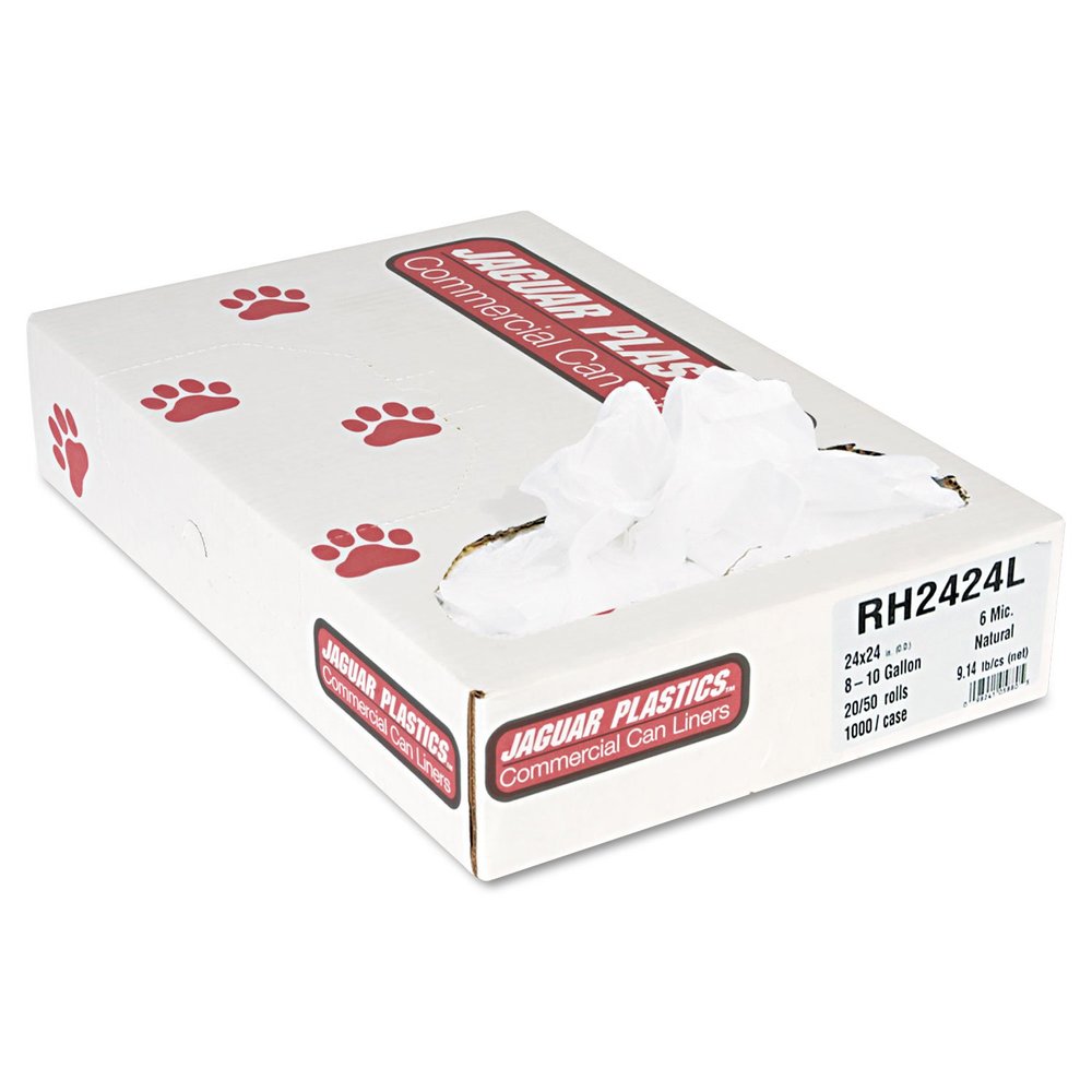 JAGRH2424L Regular Liners, 10 gal, 6 Mic, 24 x 24, Natural