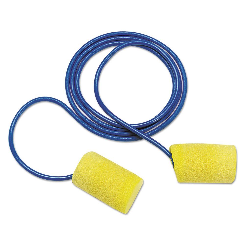 3M 3111101 EAR Classic Earplugs, Corded, PVC Foam, Yellow, 200 Pairs