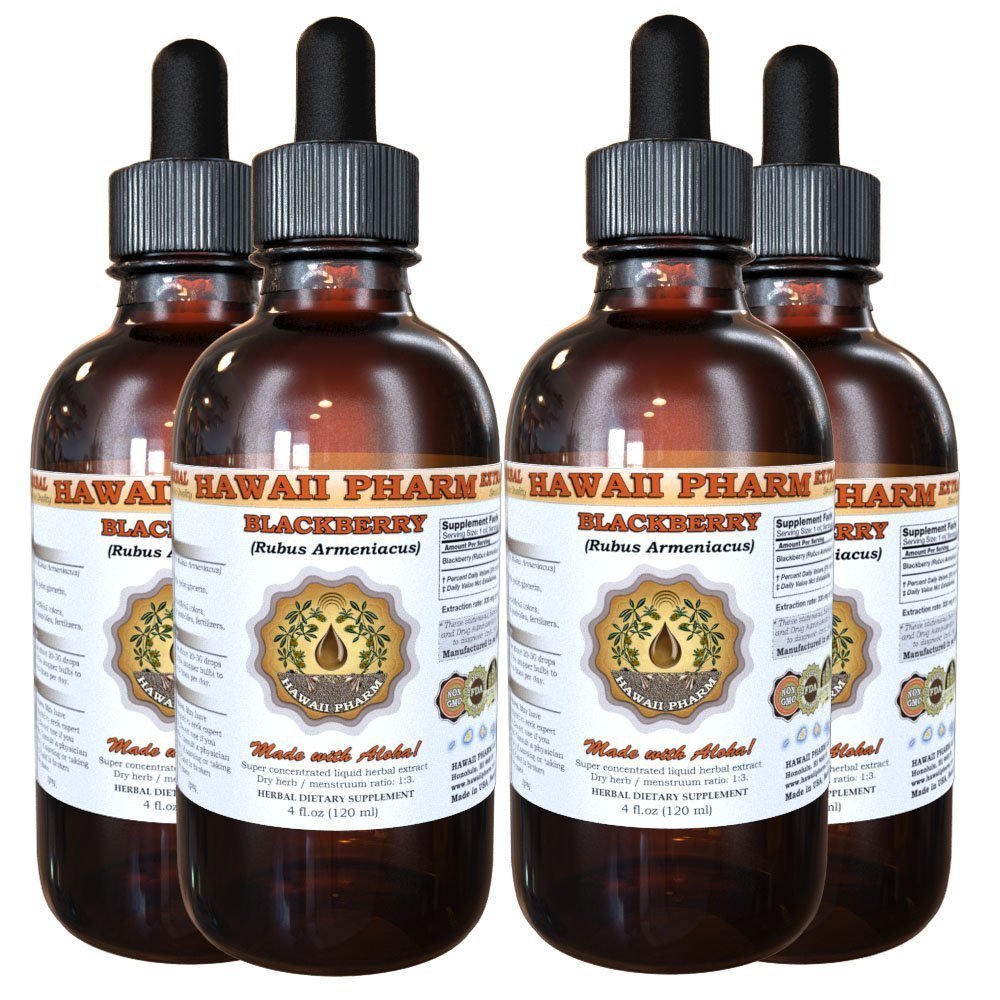 BlackBerry Liquid Extract, Organic BlackBerry (Rubus Armeniacus) Dried Root Tincture Supplement 4x4 oz