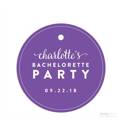 Andaz Press Personalized Circle Gift Tags, Wedding, Bachelorette Party, 24-Pack - Custom Made Any Name & Color