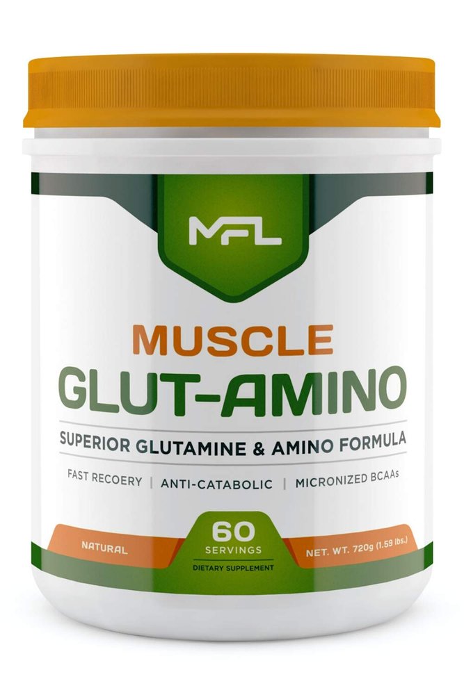 MFL Muscle Glut-Amino | Glutamine Complex | Amino Complex | 0 Sugar | Sweetened with Stevia | All-Natural | 60 Servings (Natural)