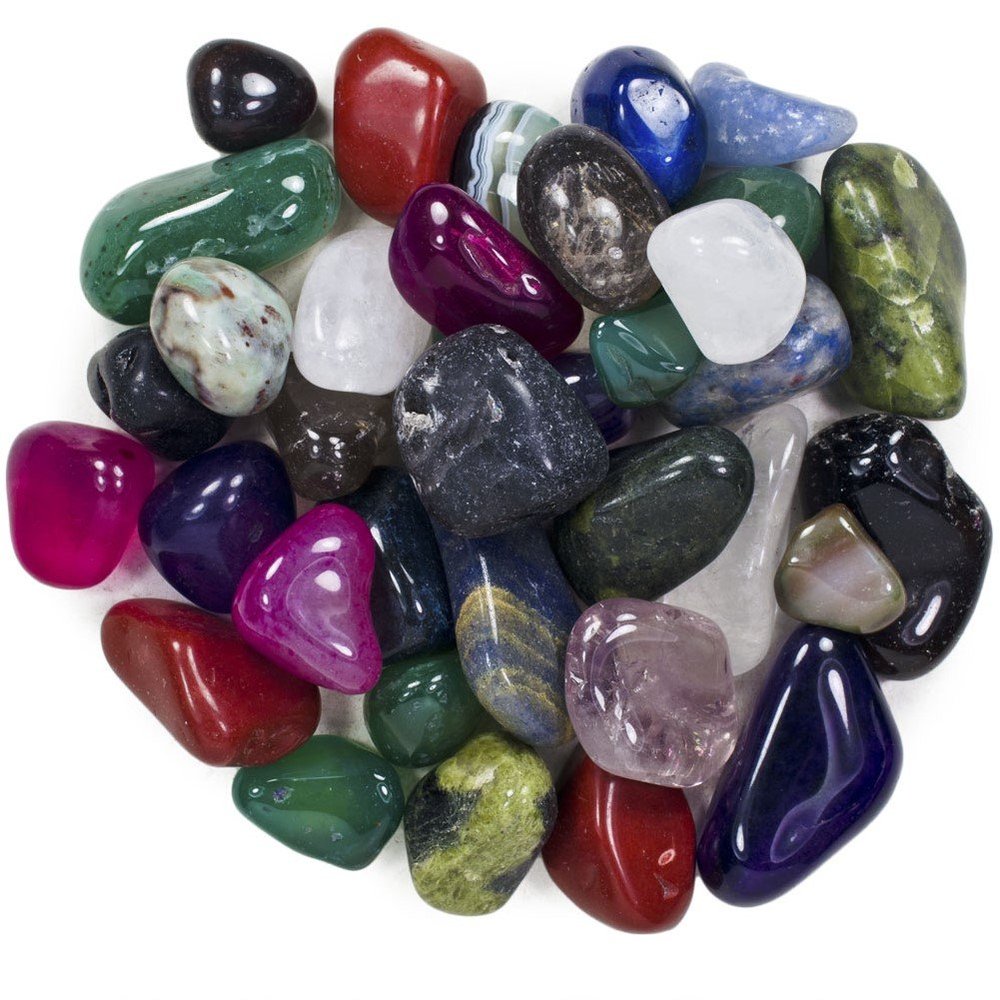 3 Pounds Brazilian Tumbled Polished Natural and Dyed Stones Assorted Mix - Extra Small Size - 0.50" to 1" - Average 0.75"