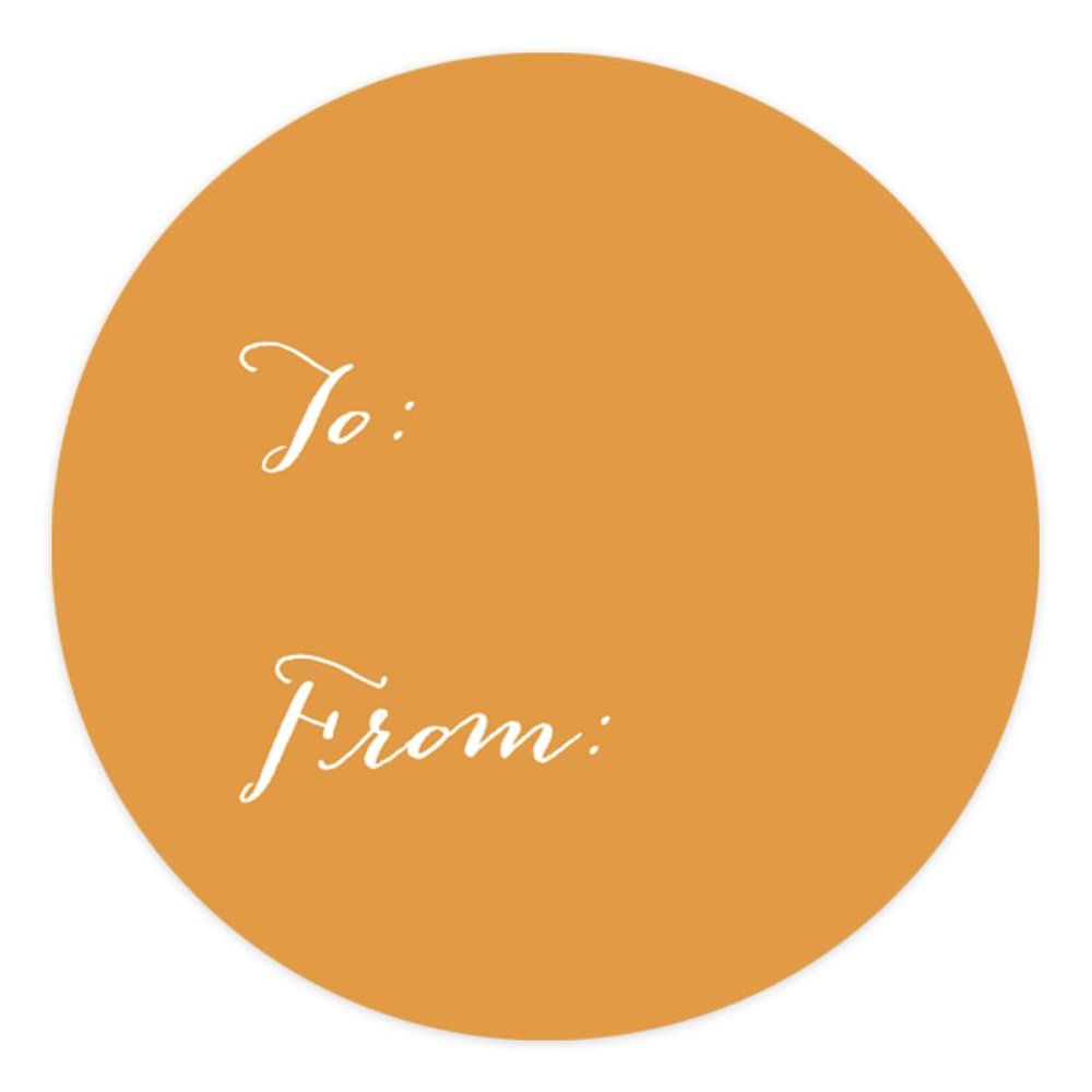 Andaz Press Circle Gift Labels, Whimsical Style, to/from, Orange, 40-Pack