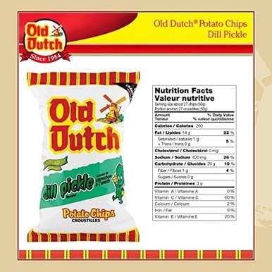 Old Dutch Dill Pickle Chips 2 Large Bags (Imported From Canada)
