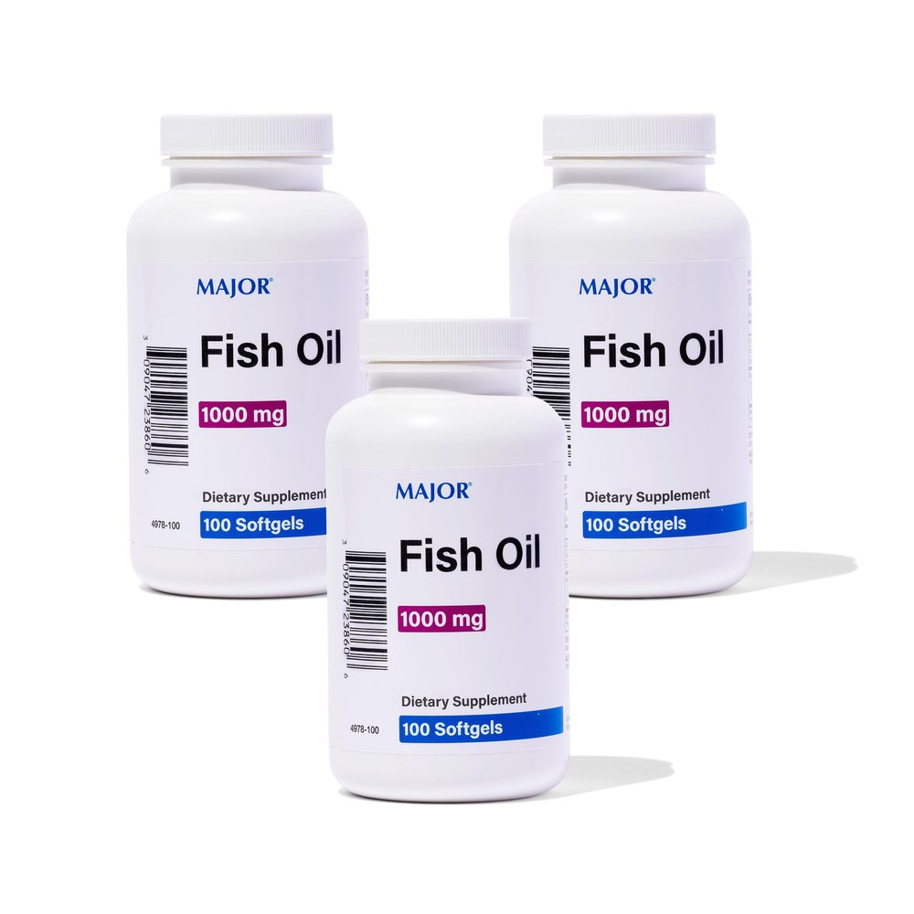 MAJOR Omega-3 Fish Oil - Fish Oil Supplement 1000mg - 100 Softgels (3-Pack)