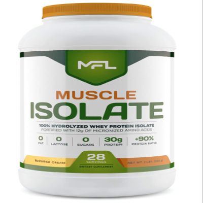 MUSCLE FOOD LABS MFL 100% Isolate Protein l 30g of Protein l 12g Amino Acids l Keto Friendly l Low Carbs l 2 lbs. (Banana Cream)
