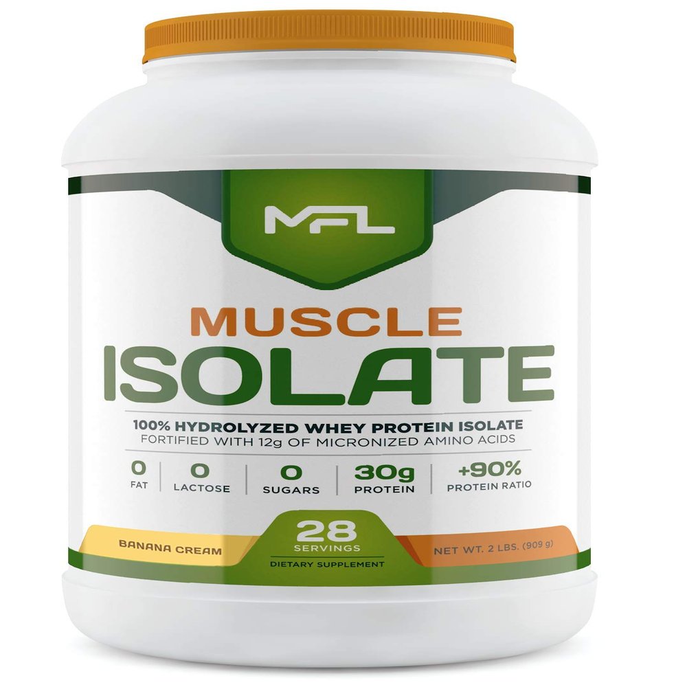 MUSCLE FOOD LABS MFL 100% Isolate Protein l 30g of Protein l 12g Amino Acids l Keto Friendly l Low Carbs l 2 lbs. (Banana Cream)