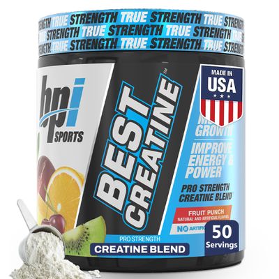 BPI Sports Best Creatine - Creatine Monohydrate Powder for Men & Women, Himalayan Salt - Strength, Pump, Endurance, Muscle Growth, Muscle Definition - No Bloat  Fruit Punch  50 servings  10.58 oz