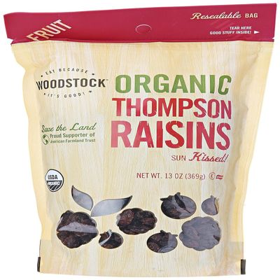 WOODSTOCK Organic Thompson Raisins 13 oz(Pack of 4)