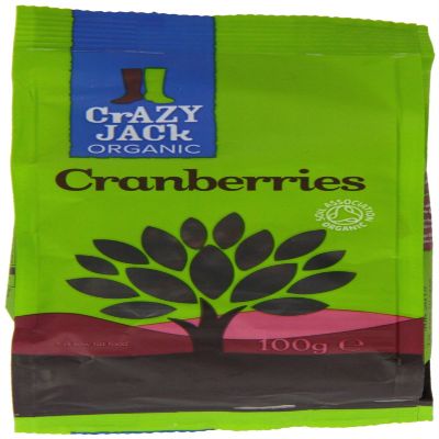 (2 Pack) - Crazy Jack - Organic Cranberries | 100g | 2 PACK BUNDLE