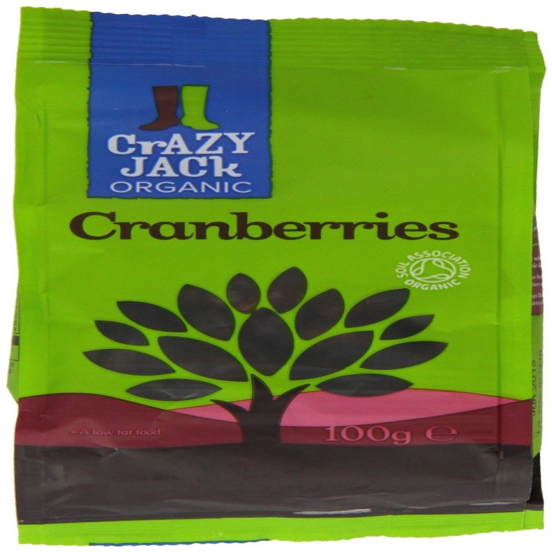 (2 Pack) - Crazy Jack - Organic Cranberries | 100g | 2 PACK BUNDLE