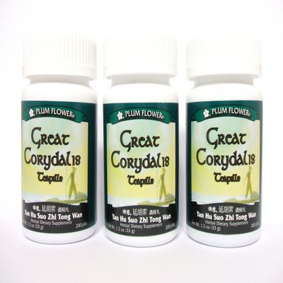 3 Pack of Great Corydalis Teapills, Yan Hu Suo Zhi Tong Wan, 3 X 200 Pills