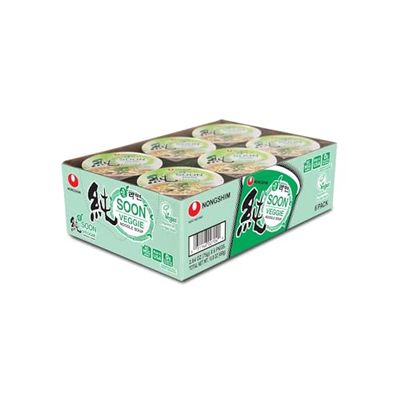 Nongshim Soon Cup Noodle Soup, Veggie, 2.6 Ounce (Pack of 6)