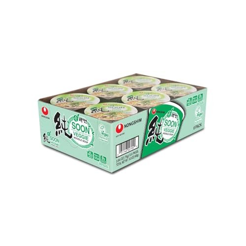 Nongshim Soon Cup Noodle Soup, Veggie, 2.6 Ounce (Pack of 6)