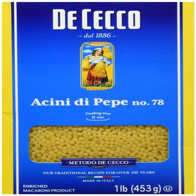 De Cecco Semolina Pasta, Acini Di Pepe No.78, 1 Pound
