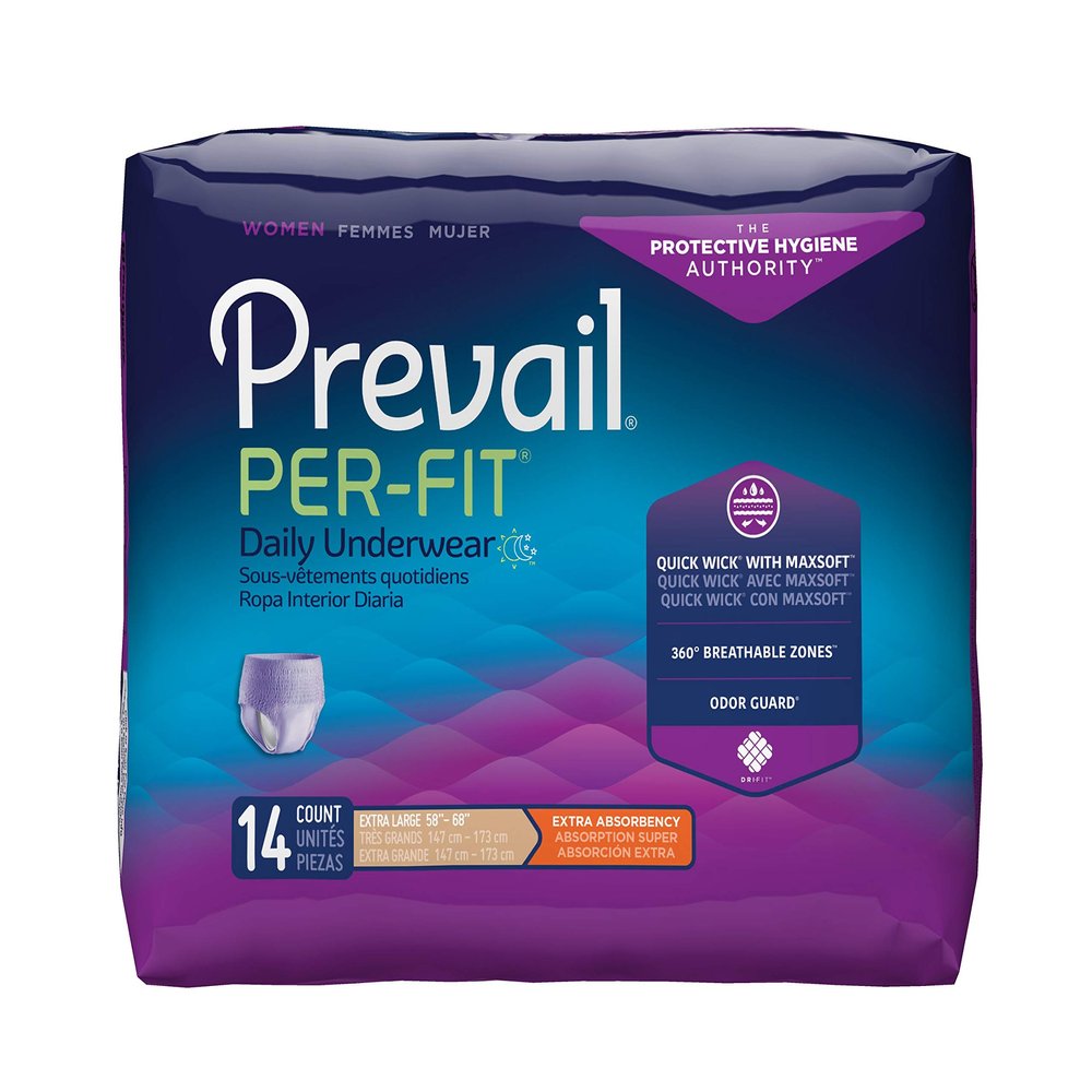 Prevail Per-Fit Women's Protective Underwear, Extra-Large 58"to68" - Pack of 14