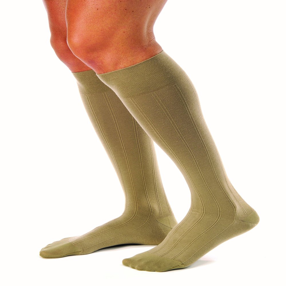 JOBST 113144 forMen Casual Compression Sock, Knee High, 30-40mmHg, Closed Toe, Large Full Calf, Khaki