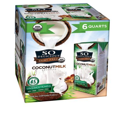 So Delicious Dairy-Free Organic Coconutmilk Beverage, Unsweetened, 32 oz (Pack of 6) Plant-Based Vegan Dairy Alternative, Great in Smoothies Protein Shakes or Cereal