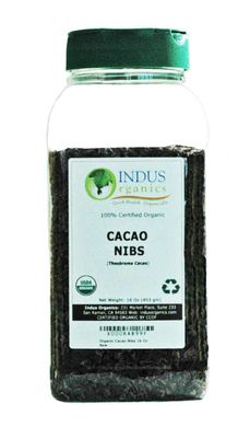 Indus Organics Raw Cacao Nibs, 1 Lb Jar, Sulfite Free, Gluten Free, No Added Sugar, KETO and PALEO Friendly, Premium Grade, High Purity, Freshly Packed