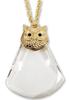 MAXIMIZE Owl Head Magnifier Pendant | 2X Lens | 2.25" x 1.5" Design | Elegant Golden Design with Black Stone Eyes | 30" (76.2 cm) Golden Chain | Includes Storage Pouch view 1