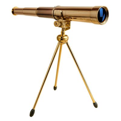 MAXIMIZE Antique-Styled 14" (35.6 cm) Brass Telescope | 10x Magnification | 30 mm Lens | Matching Tripod with Rubber Feet | Portable Design with Belt Pouch