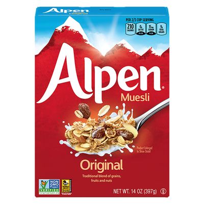 Alpen Original Muesli, Swiss Style Muesli Cereal, Whole Grain, Non-GMO Project Verified, Heart Healthy, Kosher, Vegan, 14 Oz Box