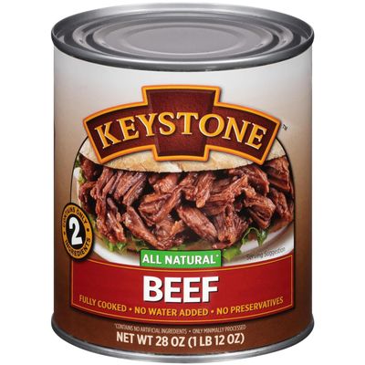 Keystone Meats All Natural Heat and Serve Canned Beef 28 oz  Fully Cooked Canned Meat  Ready to Eat  5-Year Shelf Life  Pantry Staple for Everyday Meals, Emergency Survival Food  Made in USA  Pack of 1