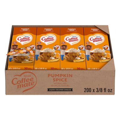 Nestle Coffee mate Coffee Creamer, Pumpkin Spice, Liquid Creamer Singles, Non Dairy, No Refrigeration, 0.375 fl oz Tubs (Pack of 200)