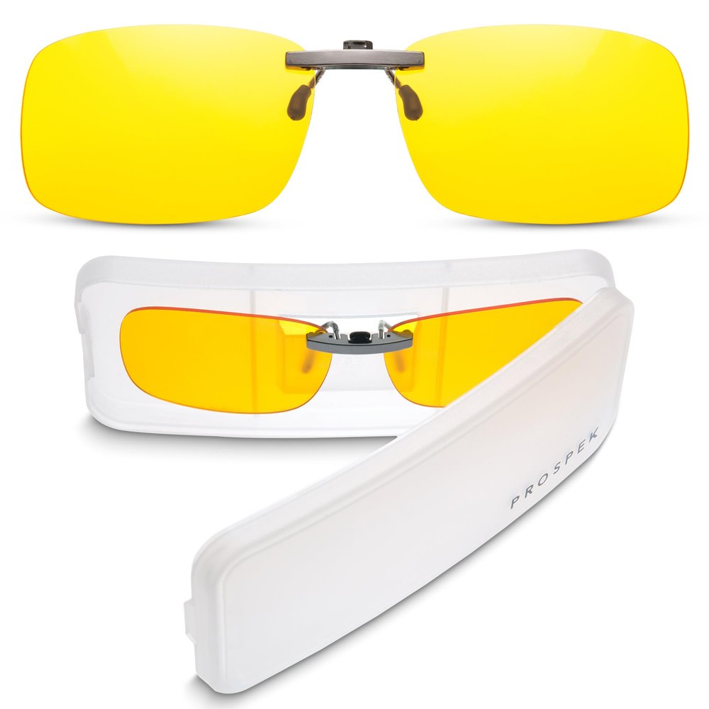 Prospek Clip on Blue Light Blocking Glasses I Computer Gaming Clip On Glasses I Digital Eyestrain Fatigue I Dry Eyes Relief Eye Protection Sleep Better I Anti Glare