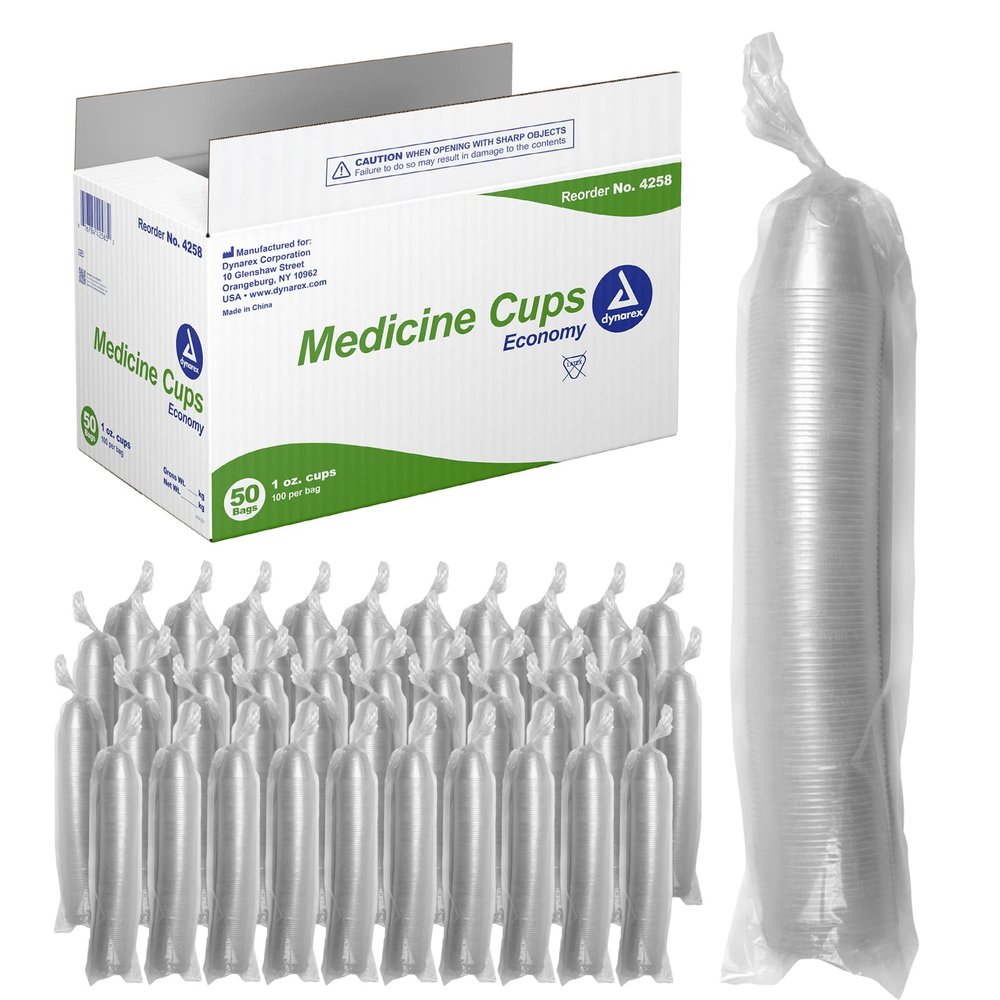 Dynarex Medicine Cups, 1 Ounce, Made with Translucent Plastic, For Measuring and Dispensing Liquid and Medication, Includes Easy-to-Read CC and ML Graduations, 1 Case of 5000 Dynarex Medicine Cups