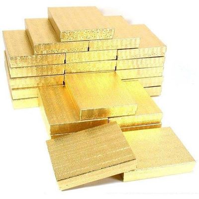 25 Gold Cotton Boxes Necklace Chain Gift Box Displays