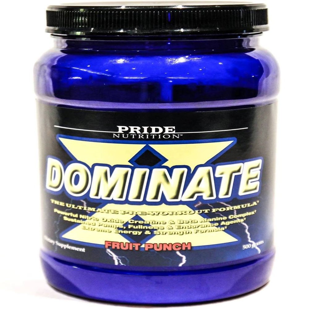 #1 Pre Workout - Dominate X 500g- Best Nitric Oxide & Creatine Pre-Workout Formula- Buffers Lactic Acid, Maximize Muscle Size & Strength (Fruit Punch, 25 Servings Per Bottle- 2 Bottles(50 Servings)