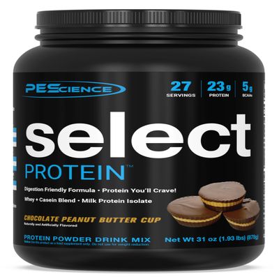 PEScience Select Protein Powder, Whey and Casein Blend, Clean Protein Powder for Women and Men, Low Calorie, Low Carb, Keto Friendly, Gluten Free - Chocolate Peanut Butter Cup - 27 Servings