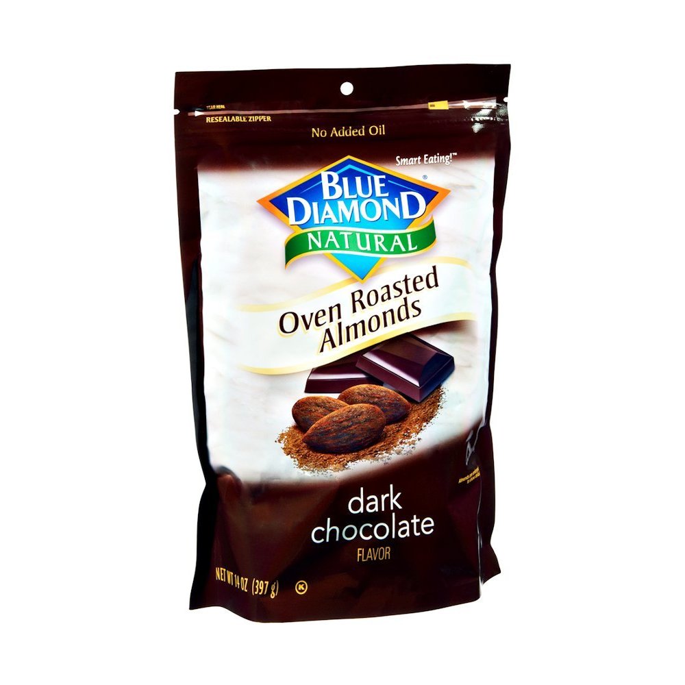 Blue Diamond Almonds, Natural Oven Roasted Almonds, Dark Chocolate (Pack of 6)