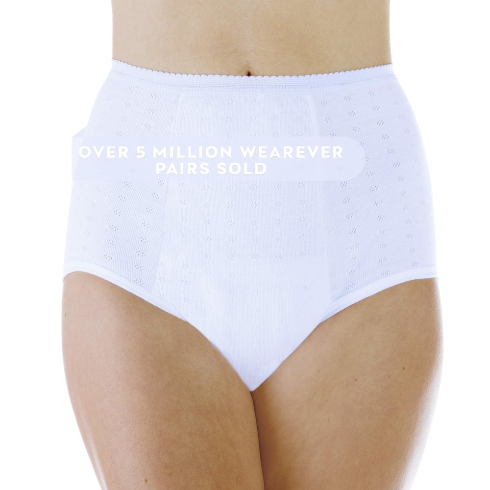 Wearever Women's Incontinence Underwear for Bladder Control with Super Absorbency - Reusable & Washable Leak Proof Underwear for Women Single Panty 300 ml - (White) (M) (Fits Hip 38-40")