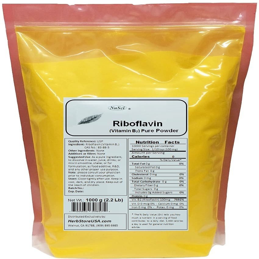 NuSci Vitamin B2 Riboflavin Pure Powder Energy (1000 Grams (2.2 lb))