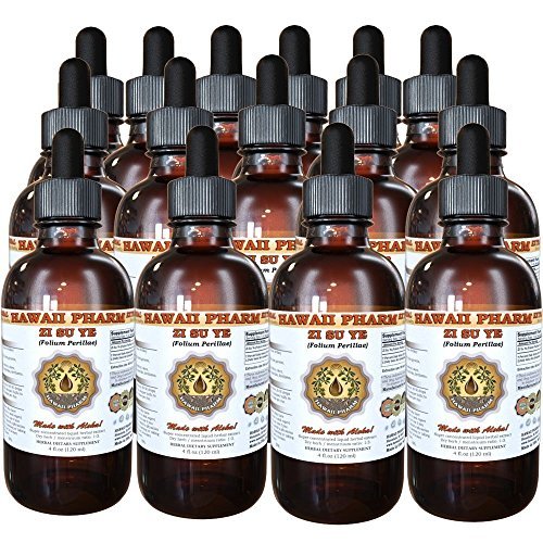 Zi Su Ye Liquid Extract, Zi Su Ye (Folium Perillae) Leaf Tincture, Herbal Supplement, Hawaii Pharm, Made in USA, 15x4 fl.oz
