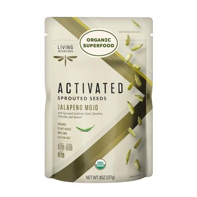 Living Intentions Organic Sprouted Sunflower Seeds: Jalapeno Mojo NonGMO Gluten Free Vegan Paleo Kosher 8 Ounce Unit