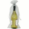 20 Designer Wine Organza Fabric Gift Bags Party Gift Bags Large 15" by 6.5" in Silver & Beige view 3