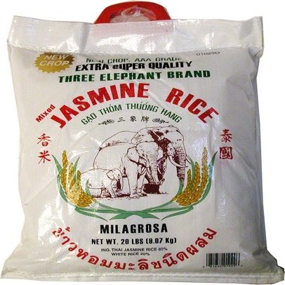 Three Elephants Thai Jasmine Rice, 20 Pound