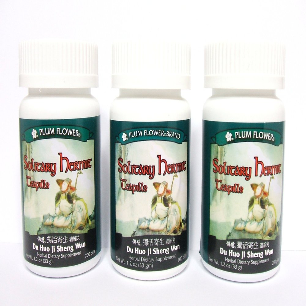 3 Pack of Solitary Hermit Teapills, Du Huo Ji Sheng Wan, 3 x 200 Pills